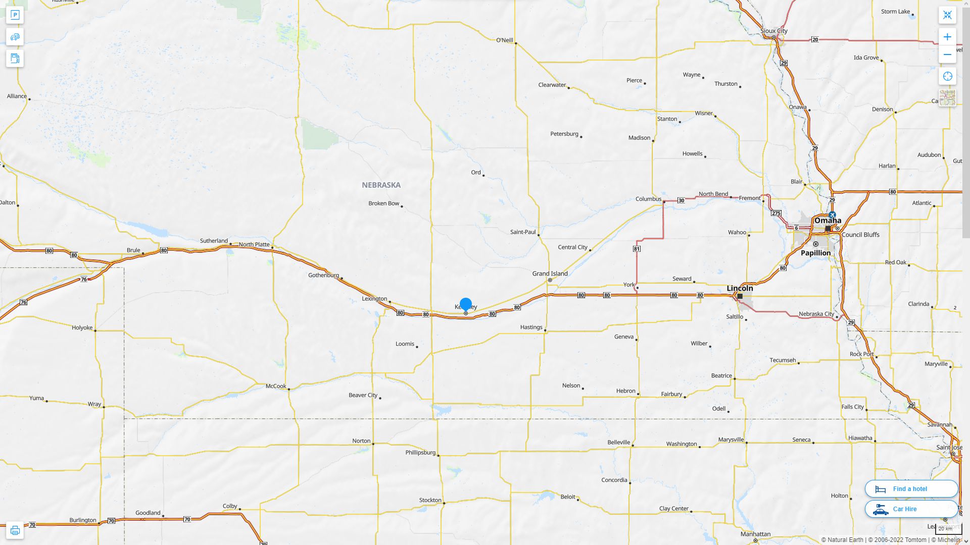 Kearney Nebraska Highway and Road Map